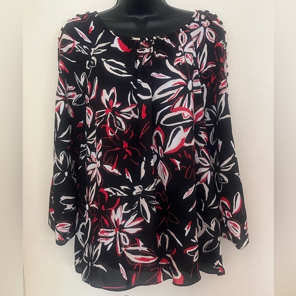 Investments Black and Red Floral Blouse - Picture 1 of 3